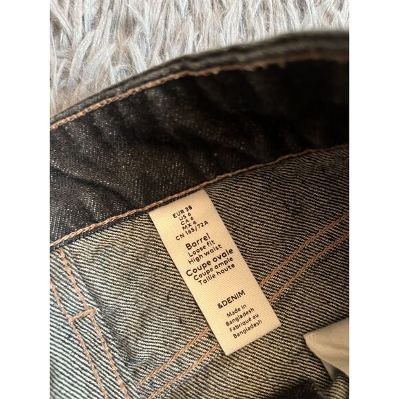 H&M High Rise Dark Navy Denim Barrel Leg Jeans Size 6 - Picture 7 of 7